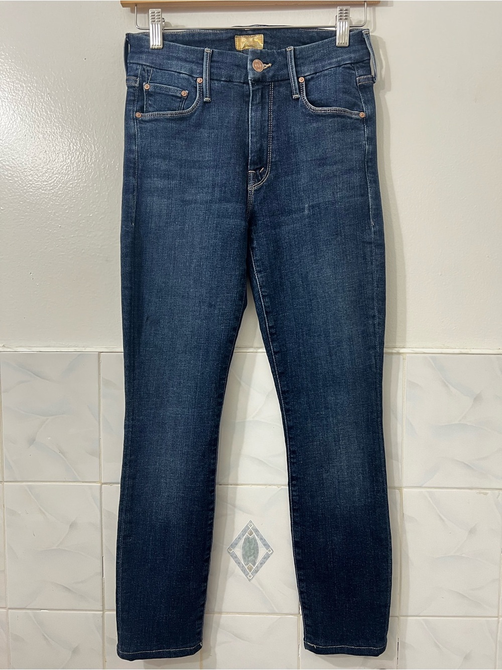 Mother Looker Blue Ankle Crop Skinny Jeans Size 25 Capsule Denim Quiet Luxury